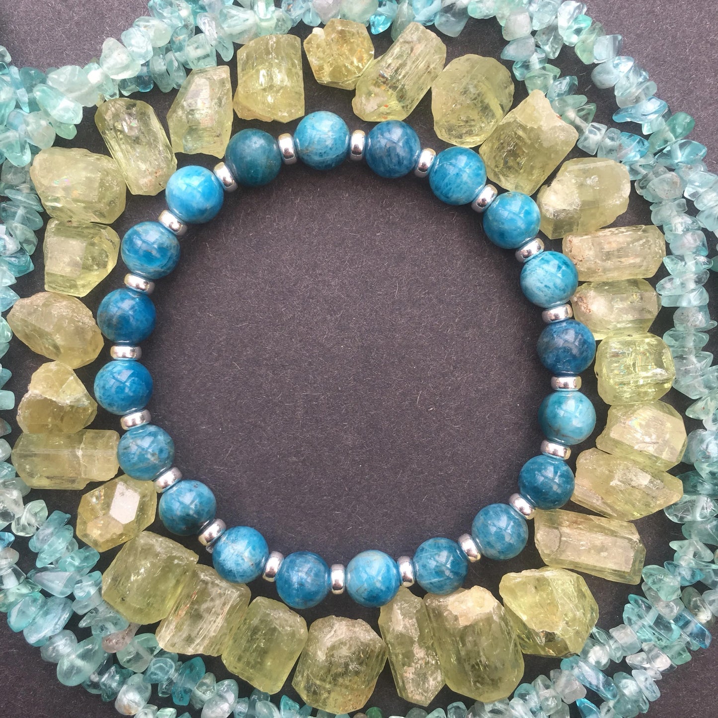 Apatite Power Bracelet With Sterling Silver & Golden Apatite Crystal