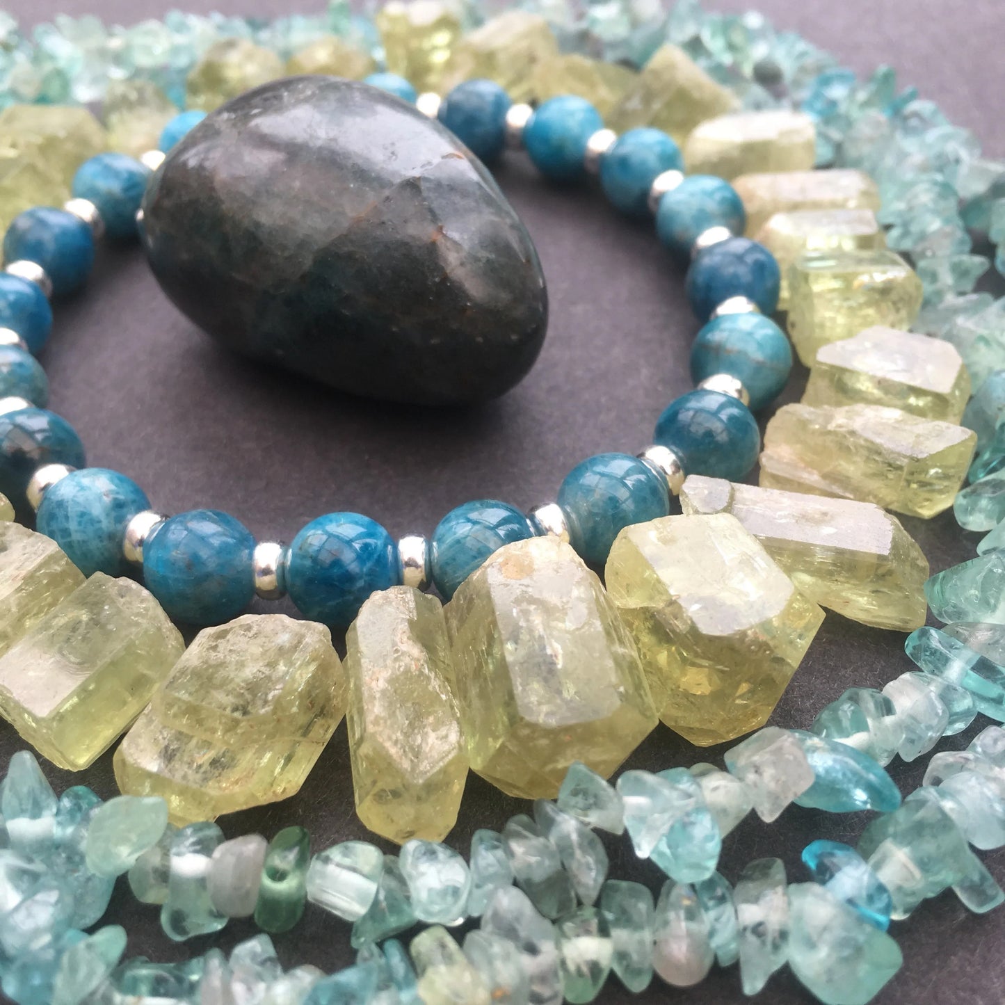 Apatite Power Bracelet With Sterling Silver & Golden Apatite Crystal