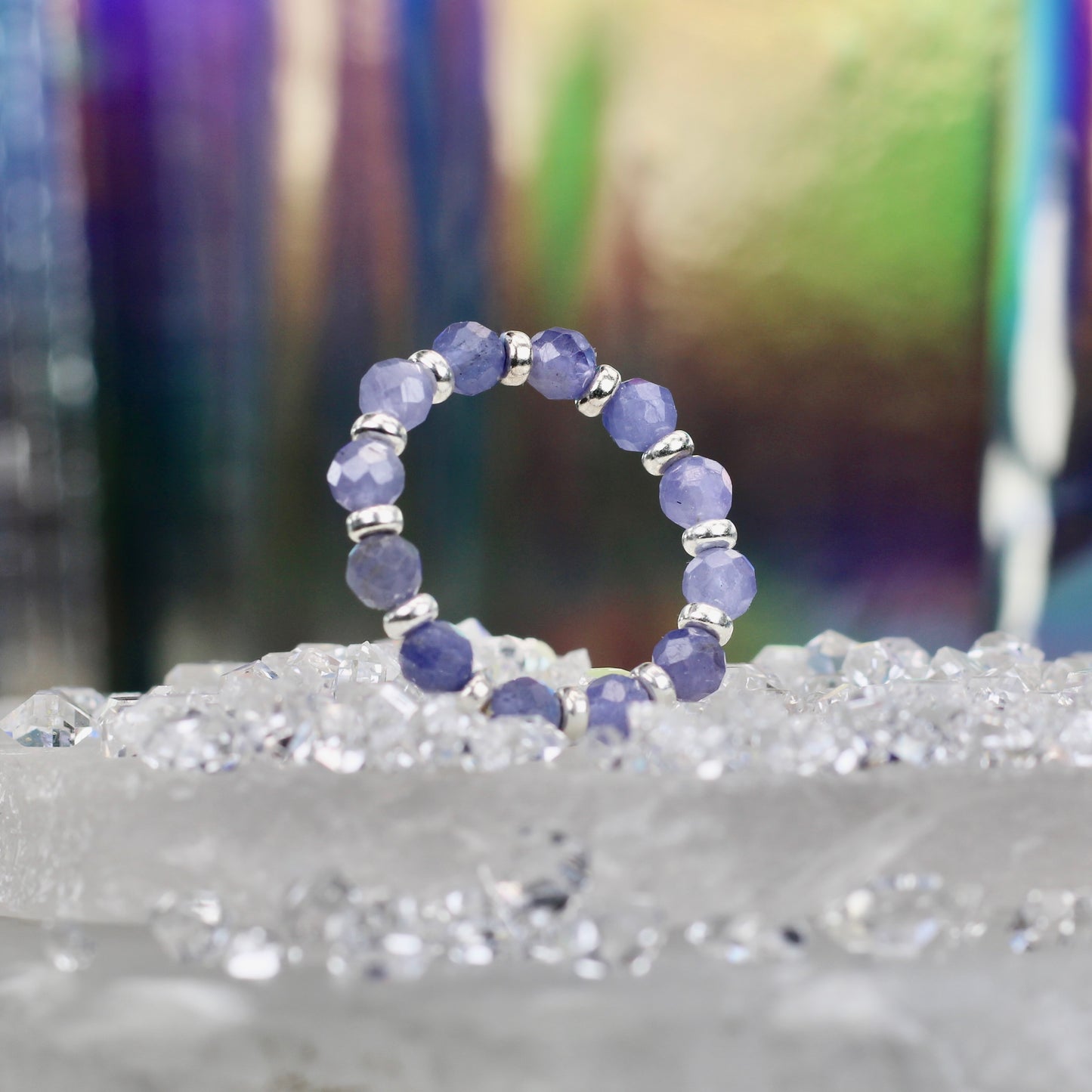 Tanzanite RING With Silver. Presented With A Tin, A Tag & A Herkimer Diamond