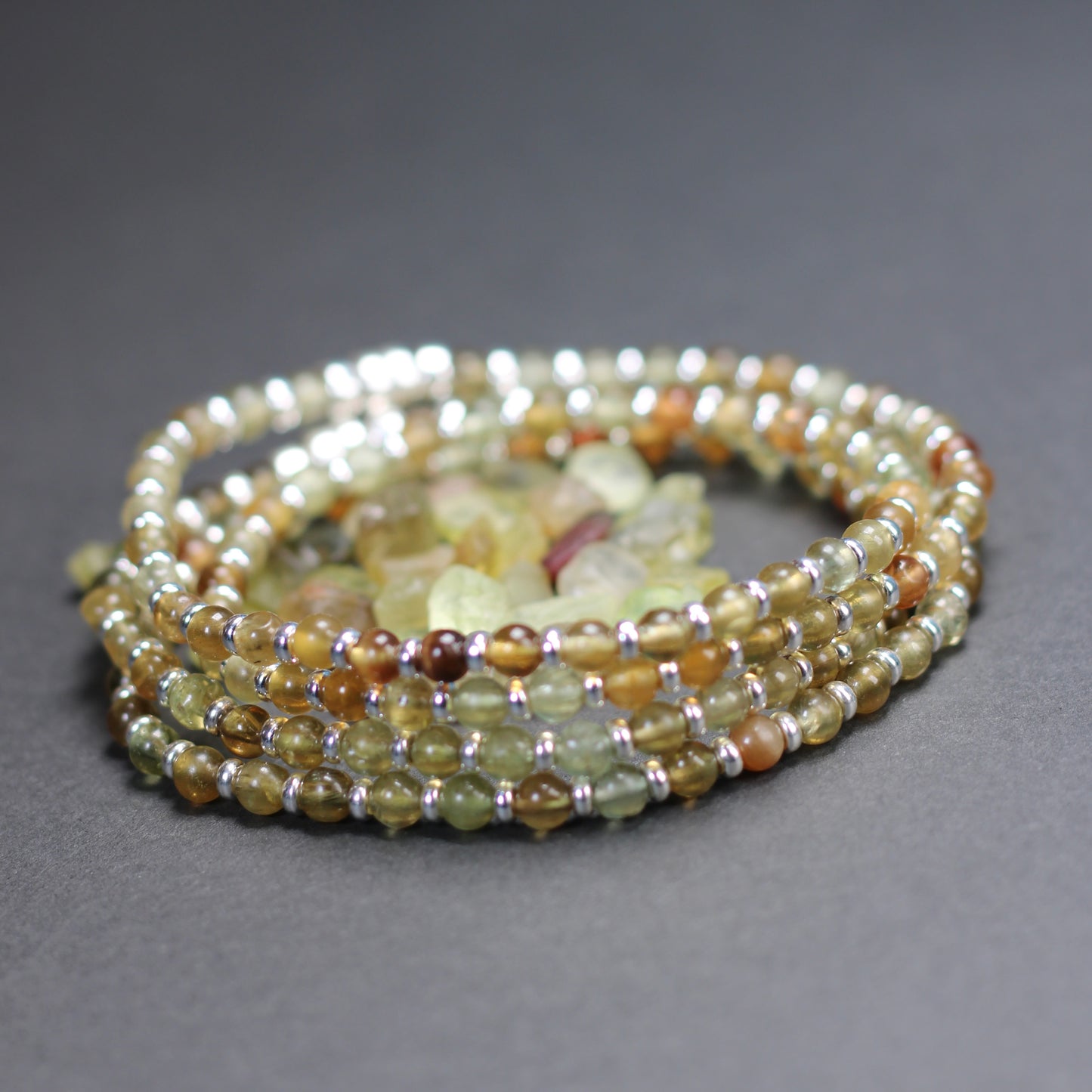 Chrysoberyl Choker Necklace With Sterling Silver & Gem Rough