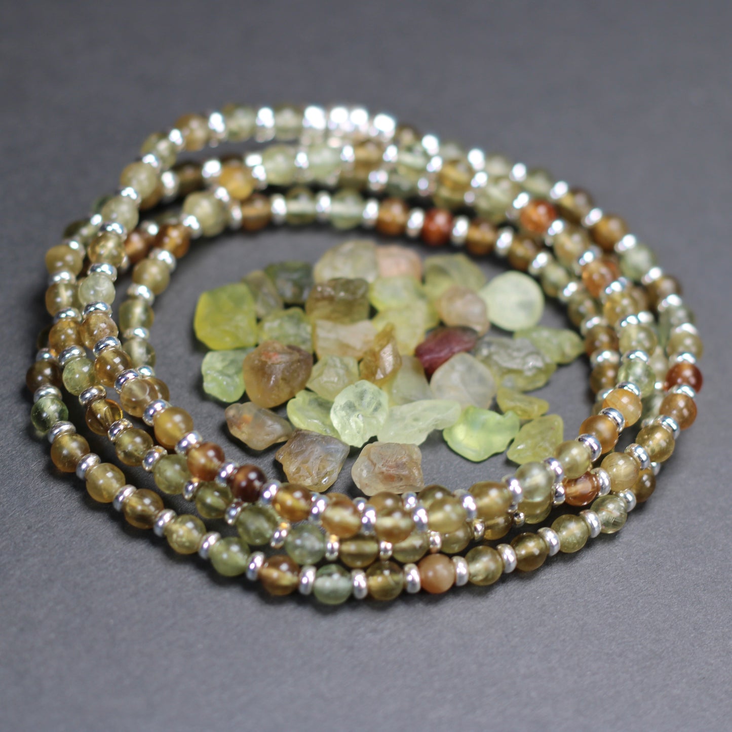 Chrysoberyl Choker Necklace With Sterling Silver & Gem Rough