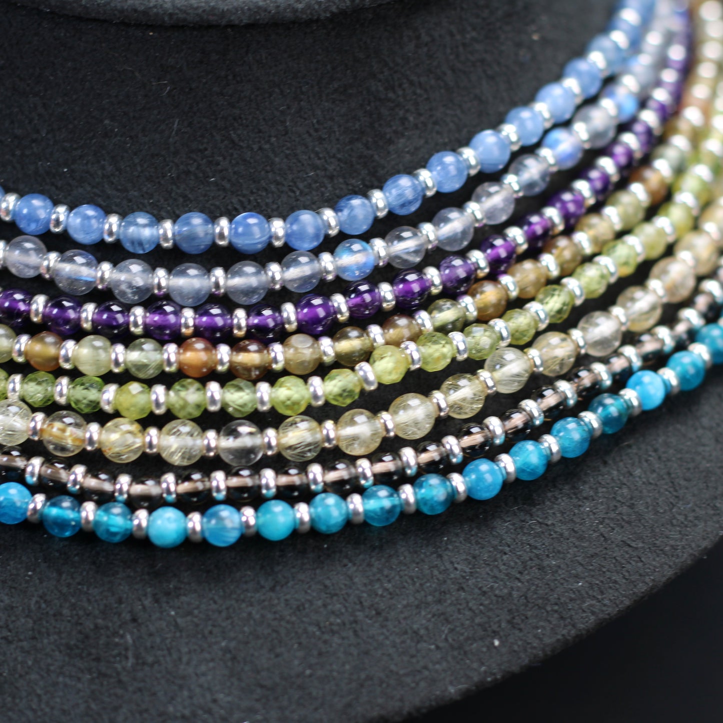 Labradorite Choker Necklace With Sterling Silver & Tumble Stone