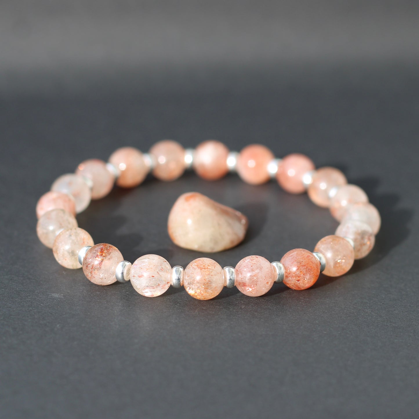 Sunstone Power Bracelet With Sterling Silver & Tumble Stone