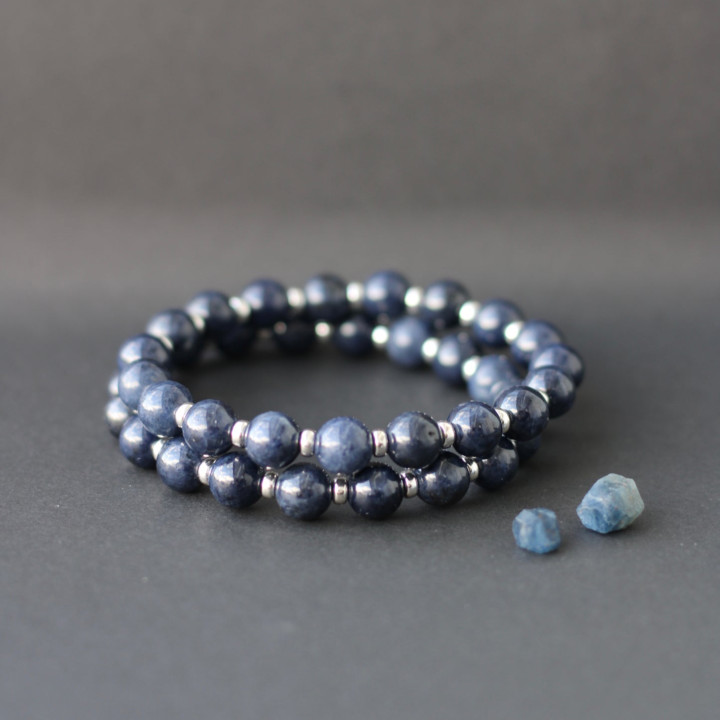 Sapphire Power Bracelet With Sterling Silver & Corundum Crystal.