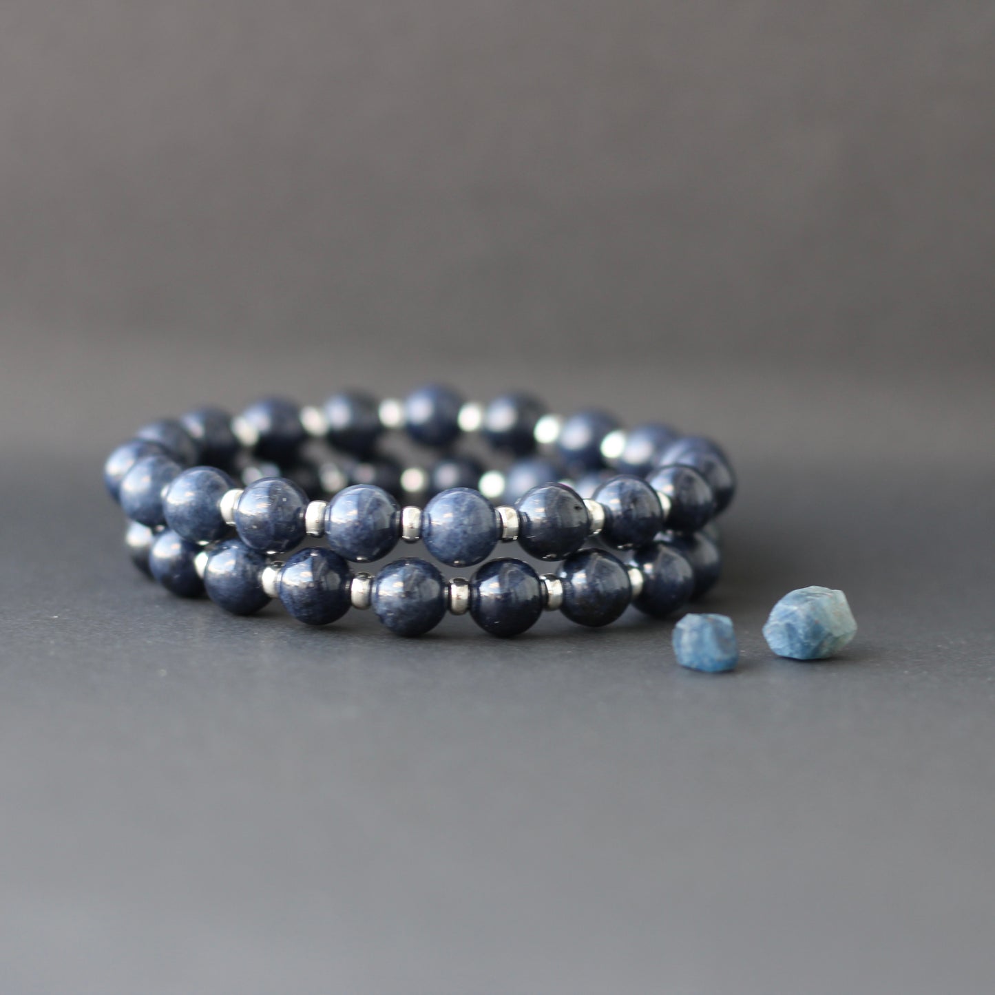 Sapphire Power Bracelet With Sterling Silver & Corundum Crystal.