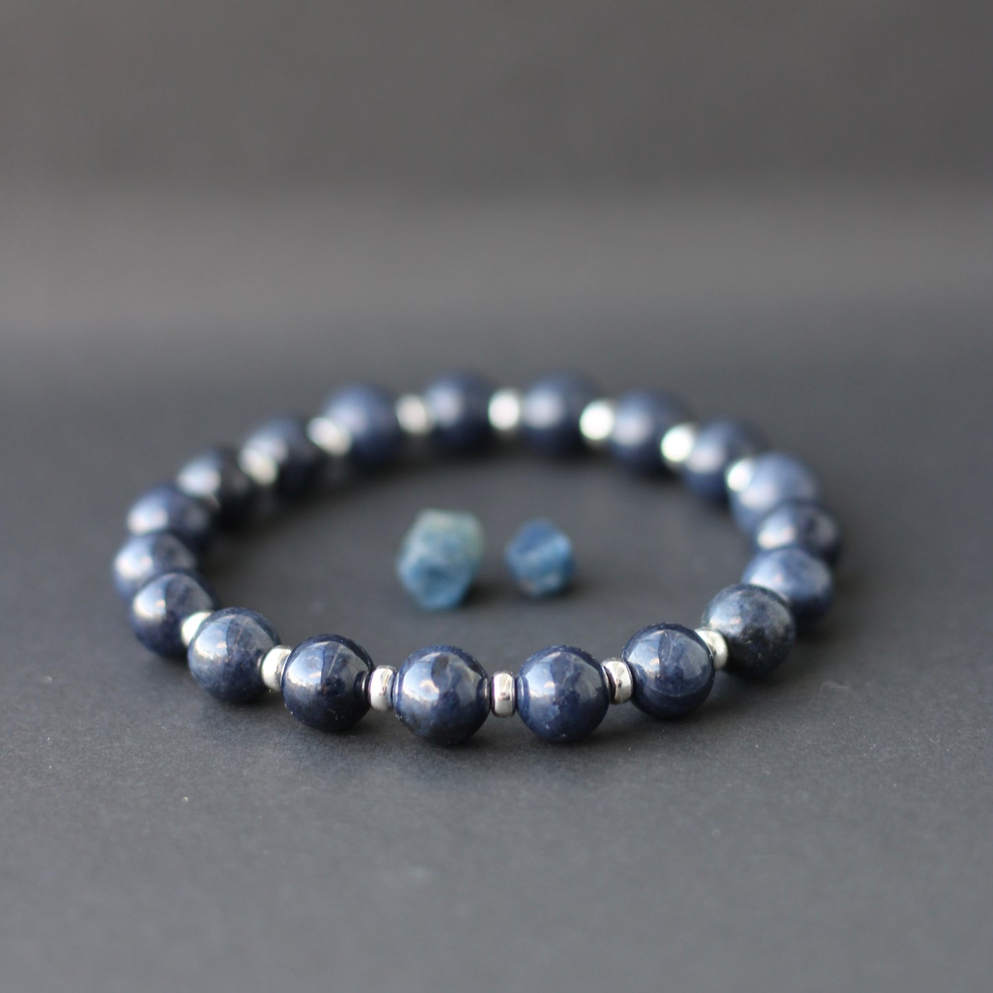 Sapphire Power Bracelet With Sterling Silver & Corundum Crystal.