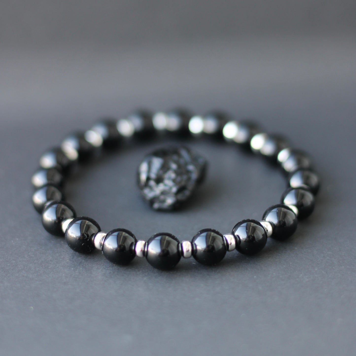 Tektite Power Bracelet With Sterling Silver & Schorl Crystal