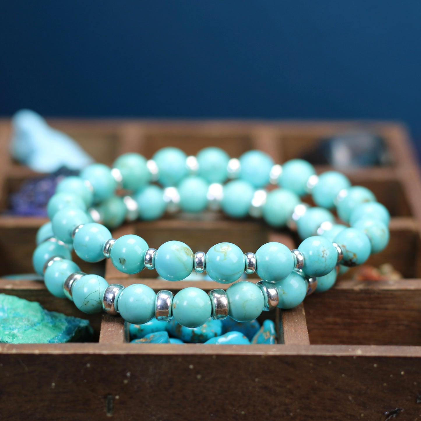 Turquoise Number 8 Mine Power Bracelet With Sterling Silver & Free Small Sphere