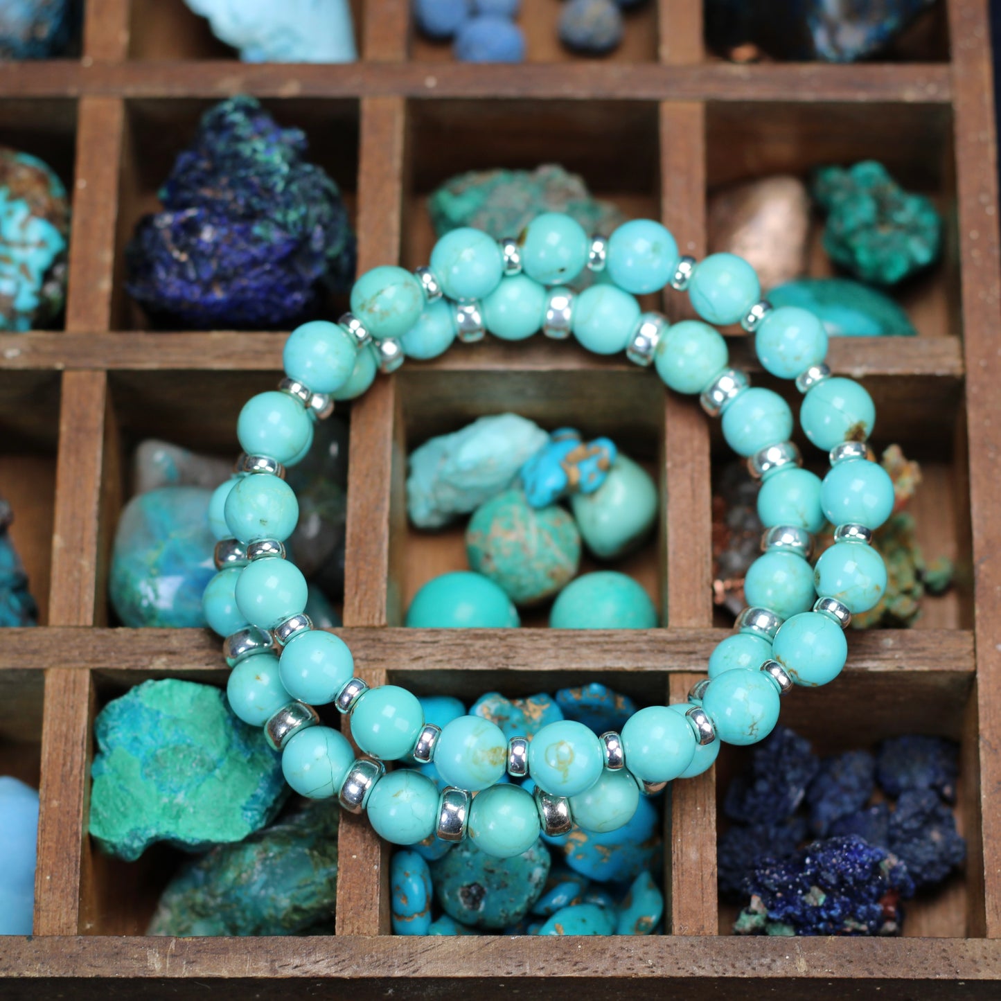Turquoise Number 8 Mine Power Bracelet With Sterling Silver & Free Small Sphere