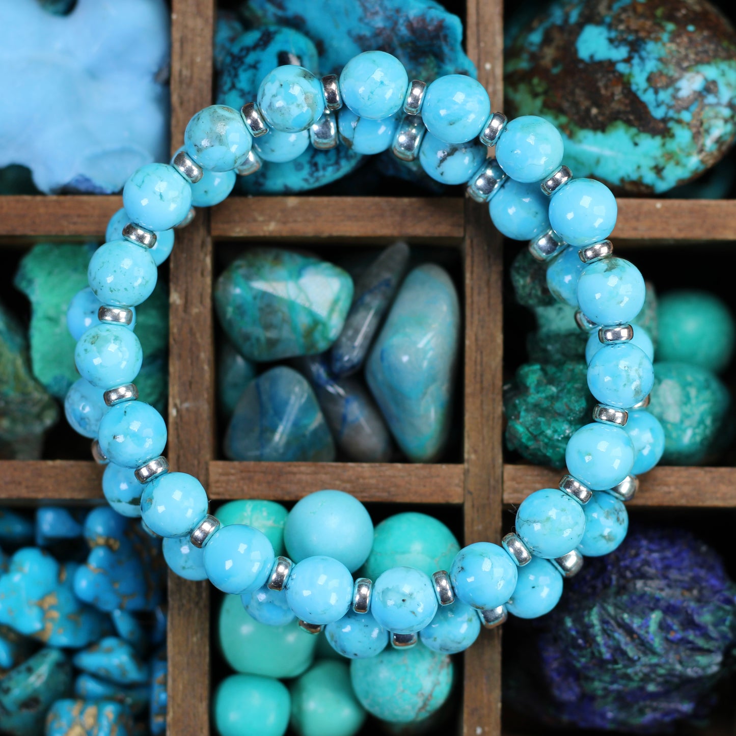 Kingman Turquoise Power Bracelet With Sterling Silver & Small Sphere