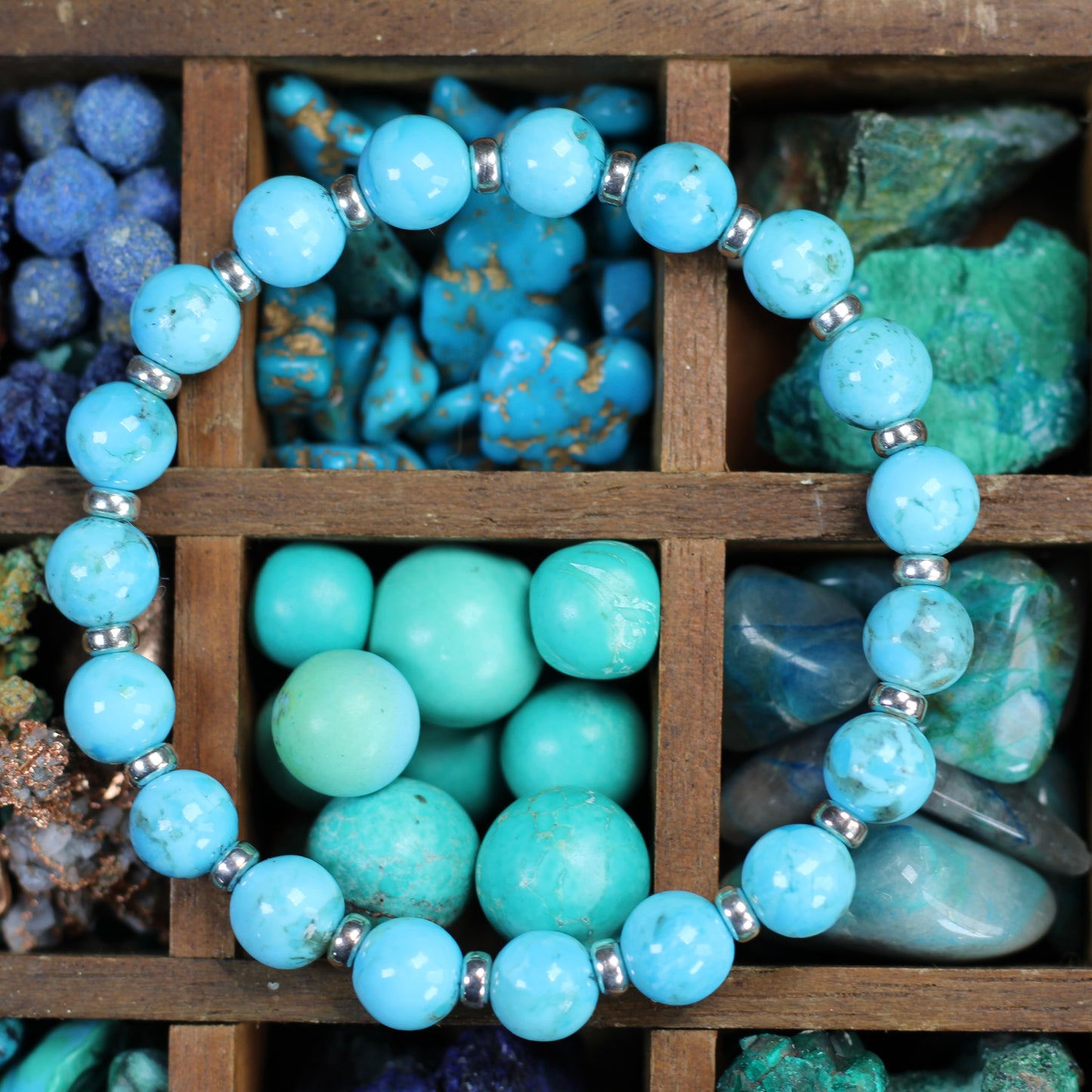 Kingman Turquoise Power Bracelet With Sterling Silver & Small Sphere