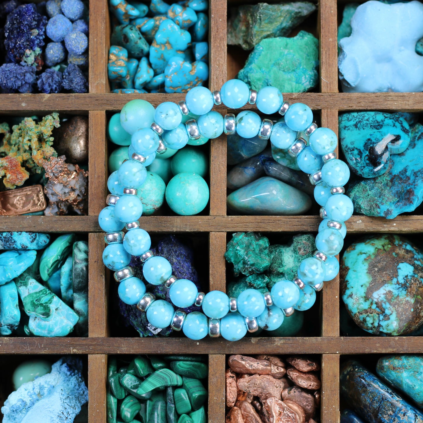 Kingman Turquoise Power Bracelet With Sterling Silver & Small Sphere