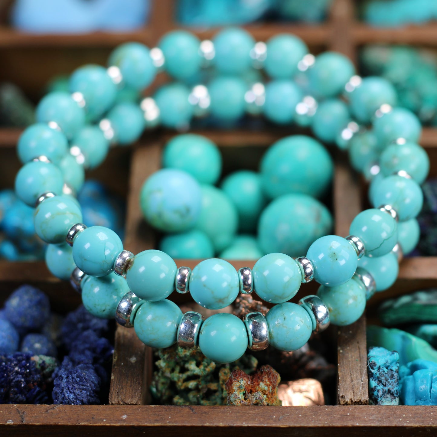 Turquoise Number 8 Mine Power Bracelet With Sterling Silver & Free Small Sphere