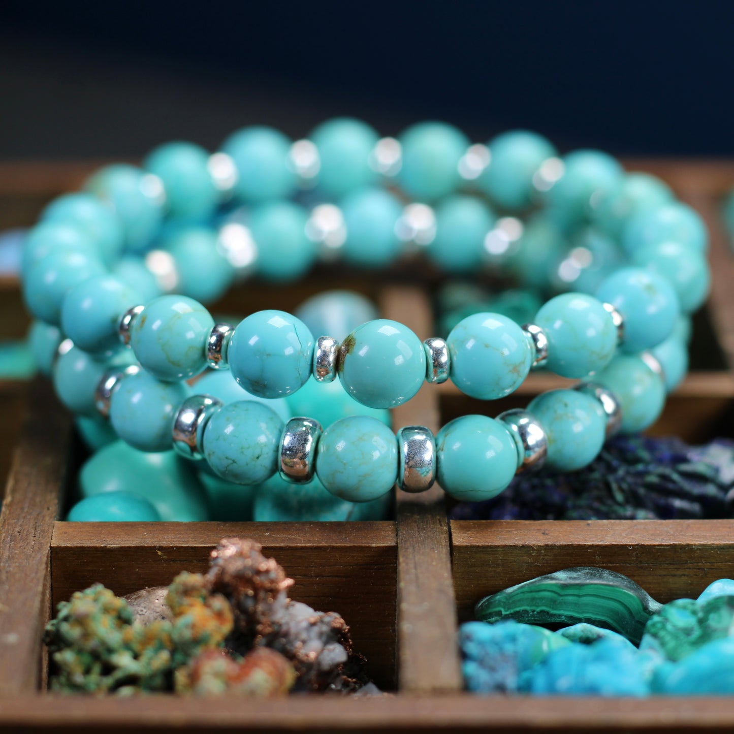 Turquoise Number 8 Mine Power Bracelet With Sterling Silver & Free Small Sphere