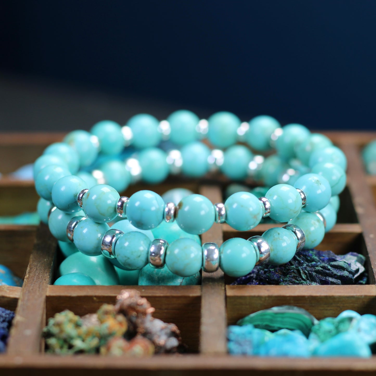 Turquoise Number 8 Mine Power Bracelet With Sterling Silver & Free Small Sphere