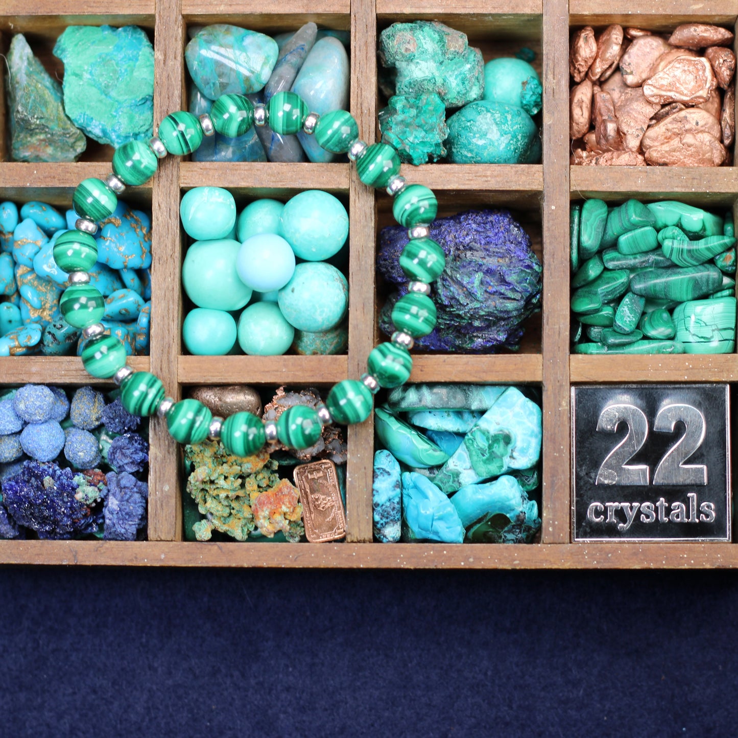Malachite Power Bracelet With Sterling Silver & Malachite Tumble