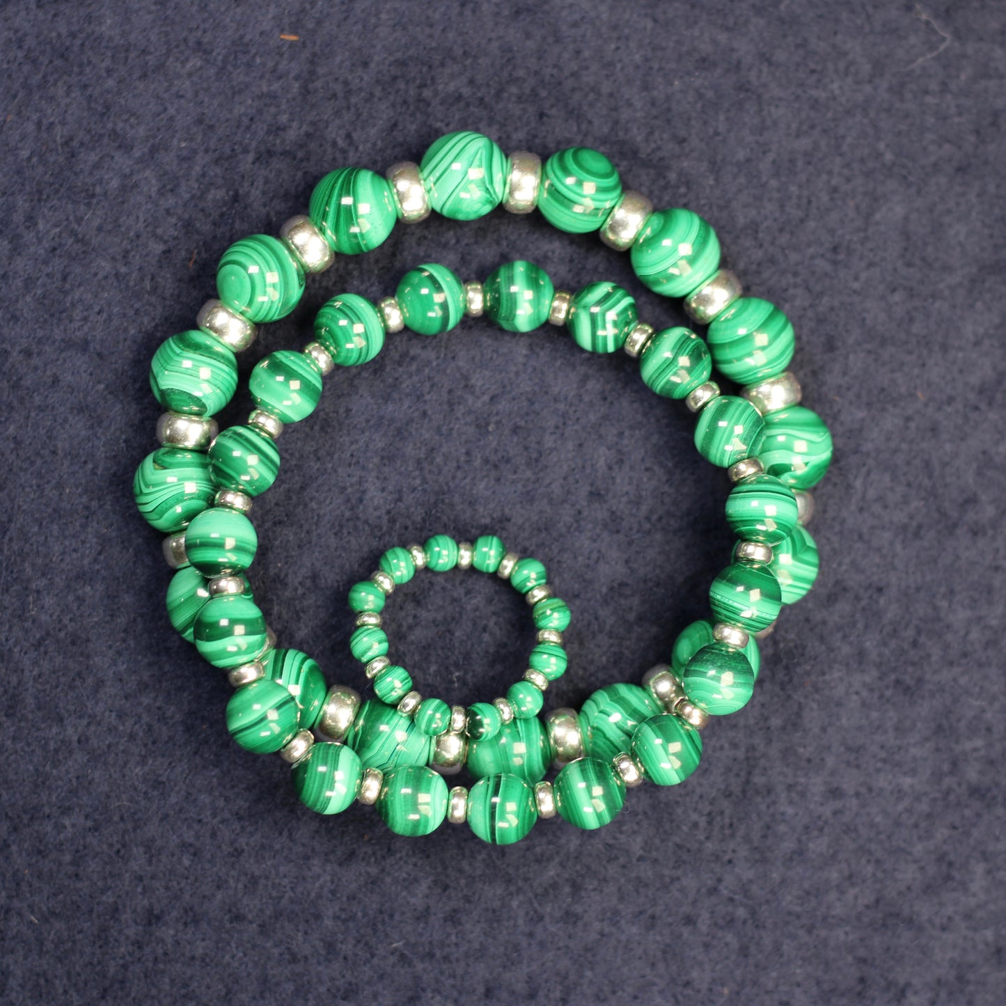 Malachite Power Bracelet With Sterling Silver & Malachite Tumble