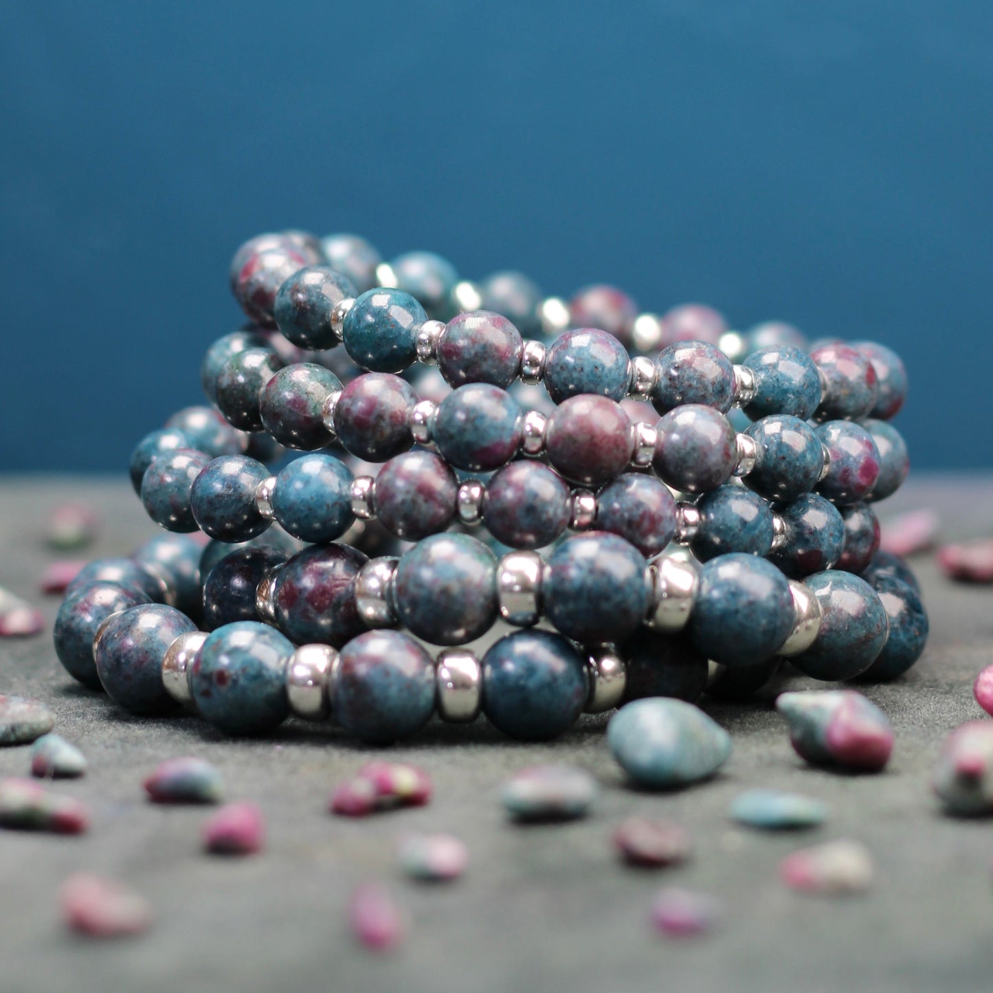 Ruby Kyanite Power Bracelet With Sterling Silver & Ruby Kyanite Heart