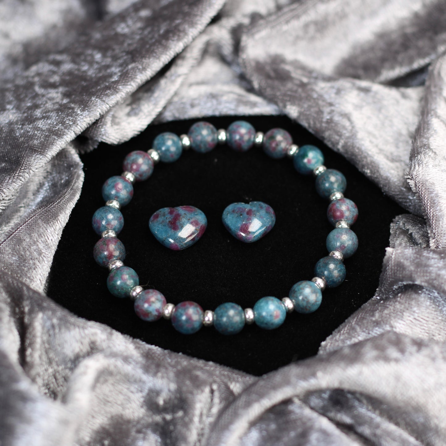 Ruby Kyanite Power Bracelet With Sterling Silver & Ruby Kyanite Heart