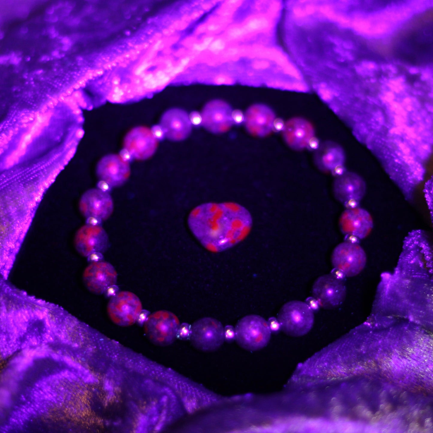 Ruby Kyanite Power Bracelet With Sterling Silver & Ruby Kyanite Heart