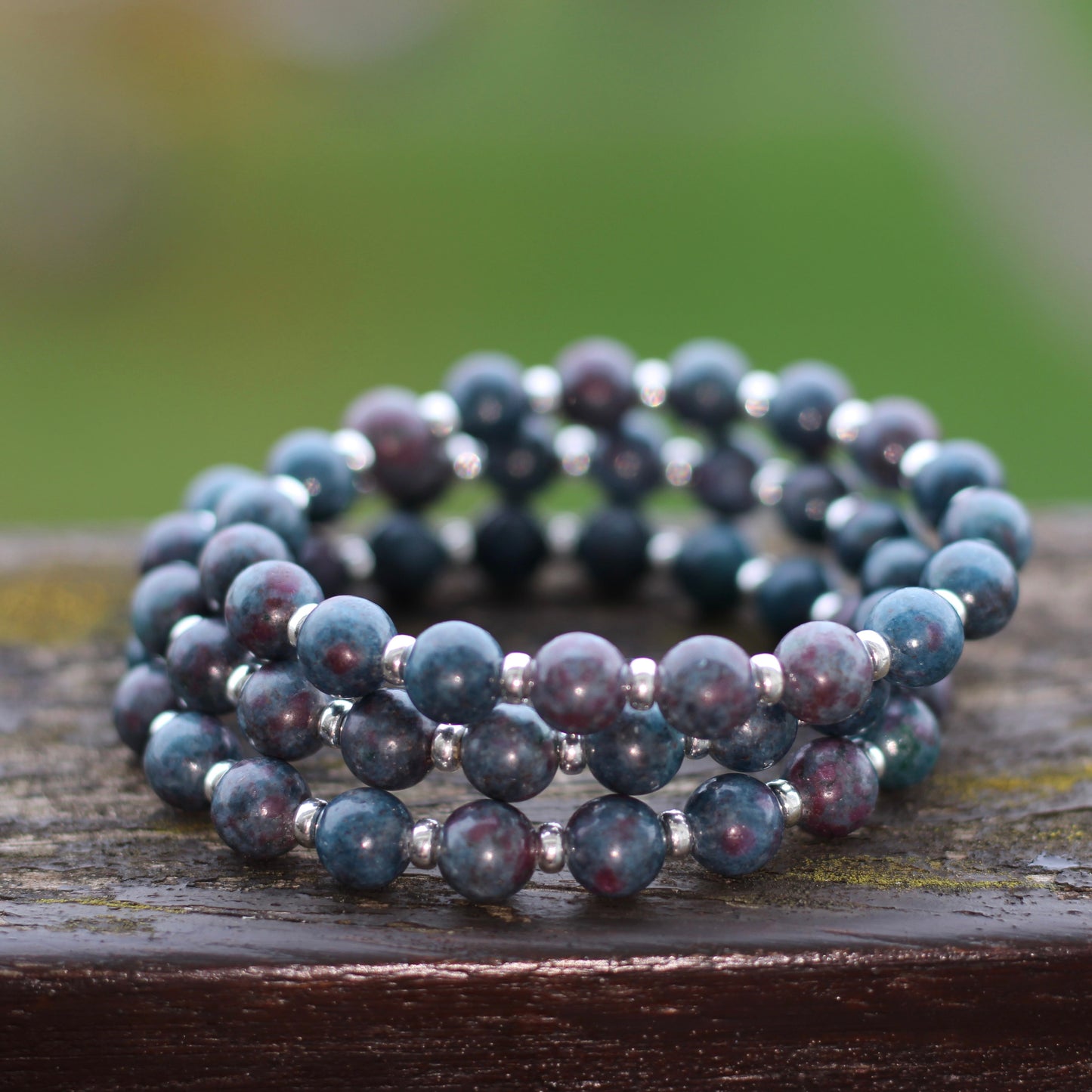Ruby Kyanite Power Bracelet With Sterling Silver & Ruby Kyanite Heart