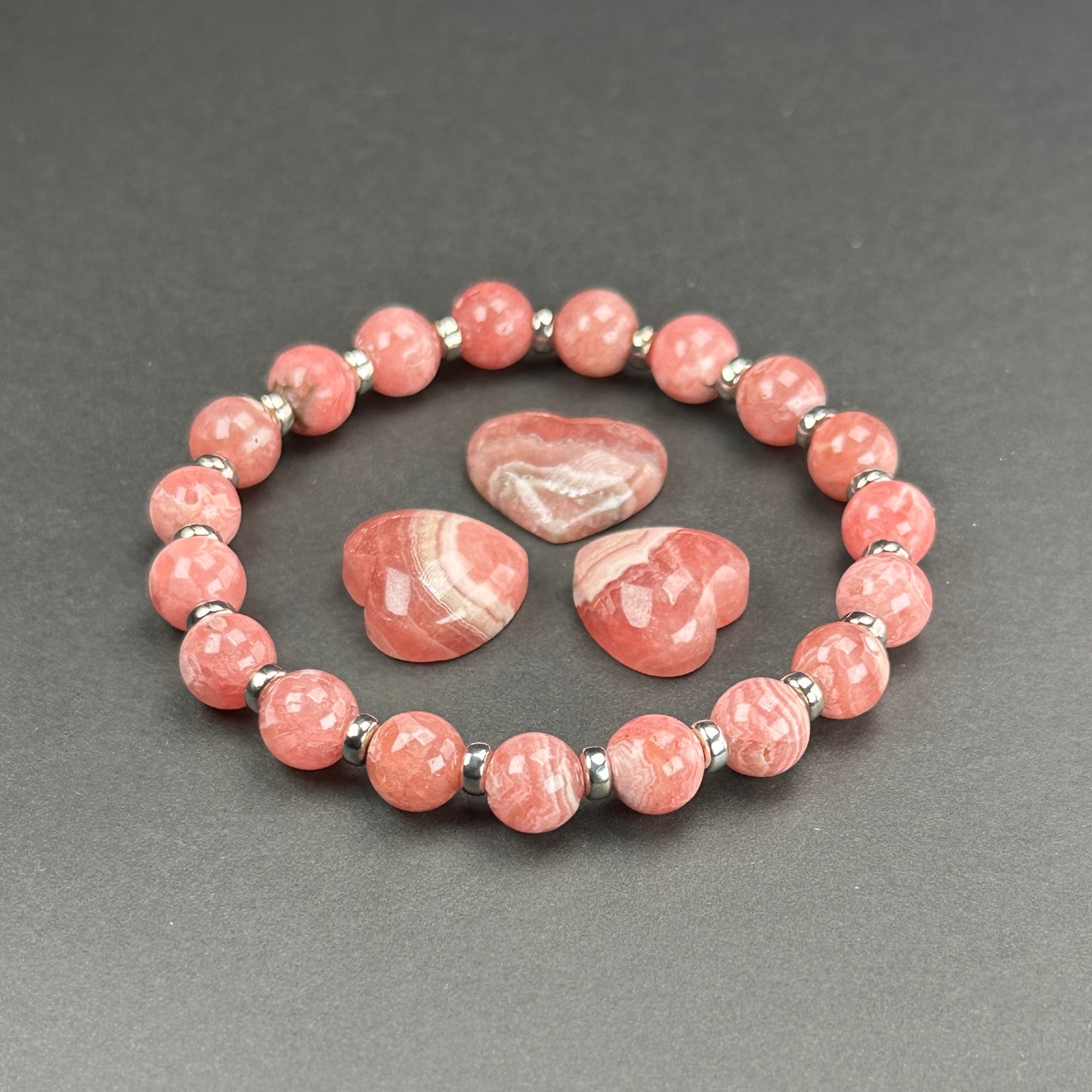 Rhodochrosite Power Bracelet With Sterling Silver & Mini Slab