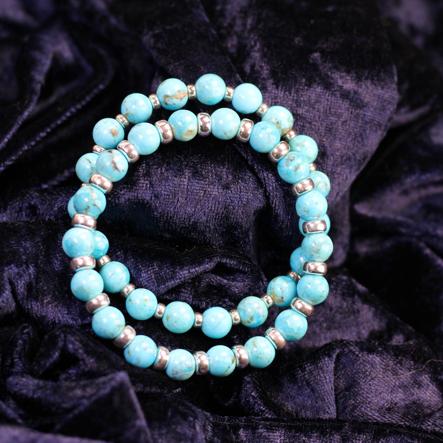 Kingman Turquoise Power Bracelet With Sterling Silver & Small Sphere