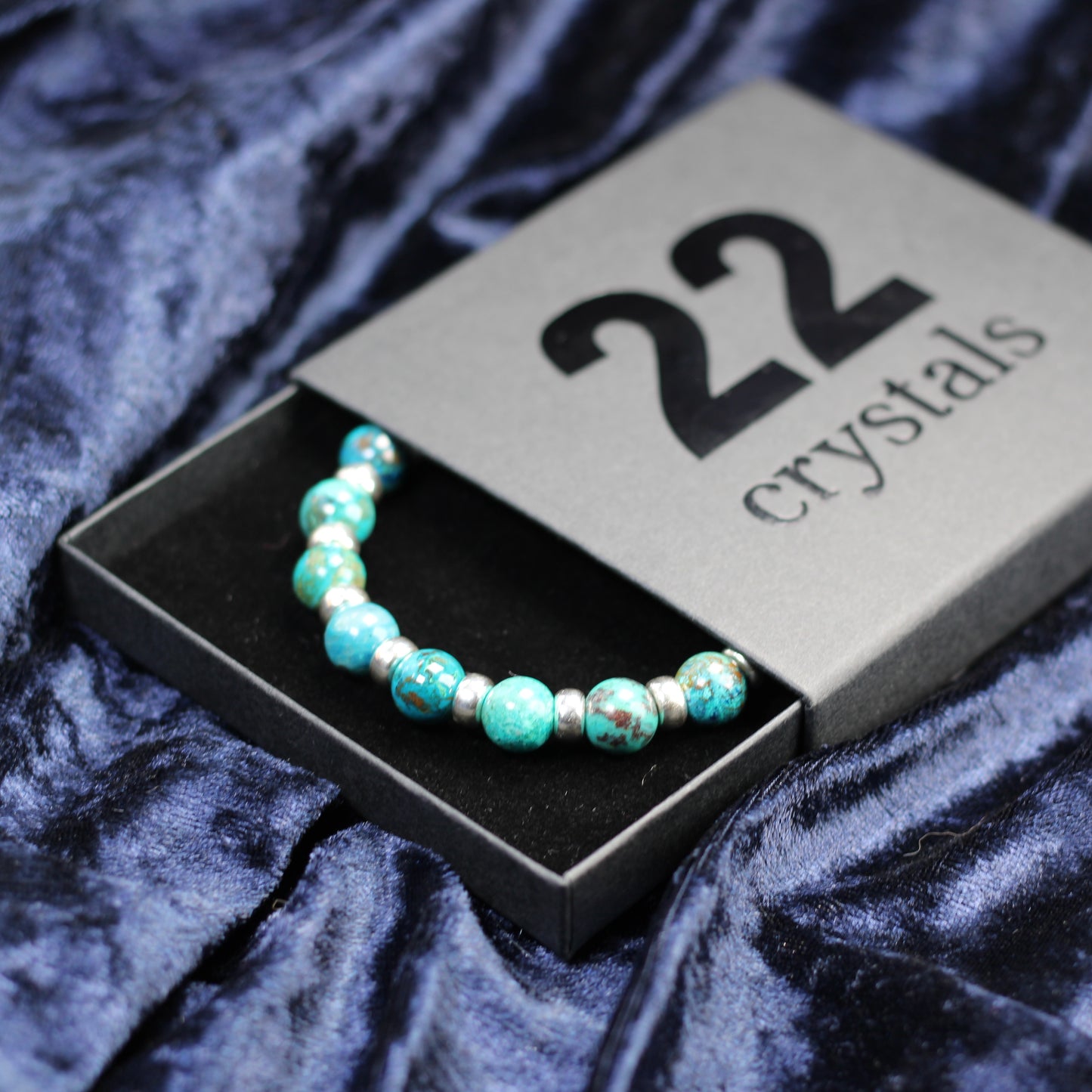 Chrysocolla & Azurite Chunky Power Bracelet With Sterling Silver