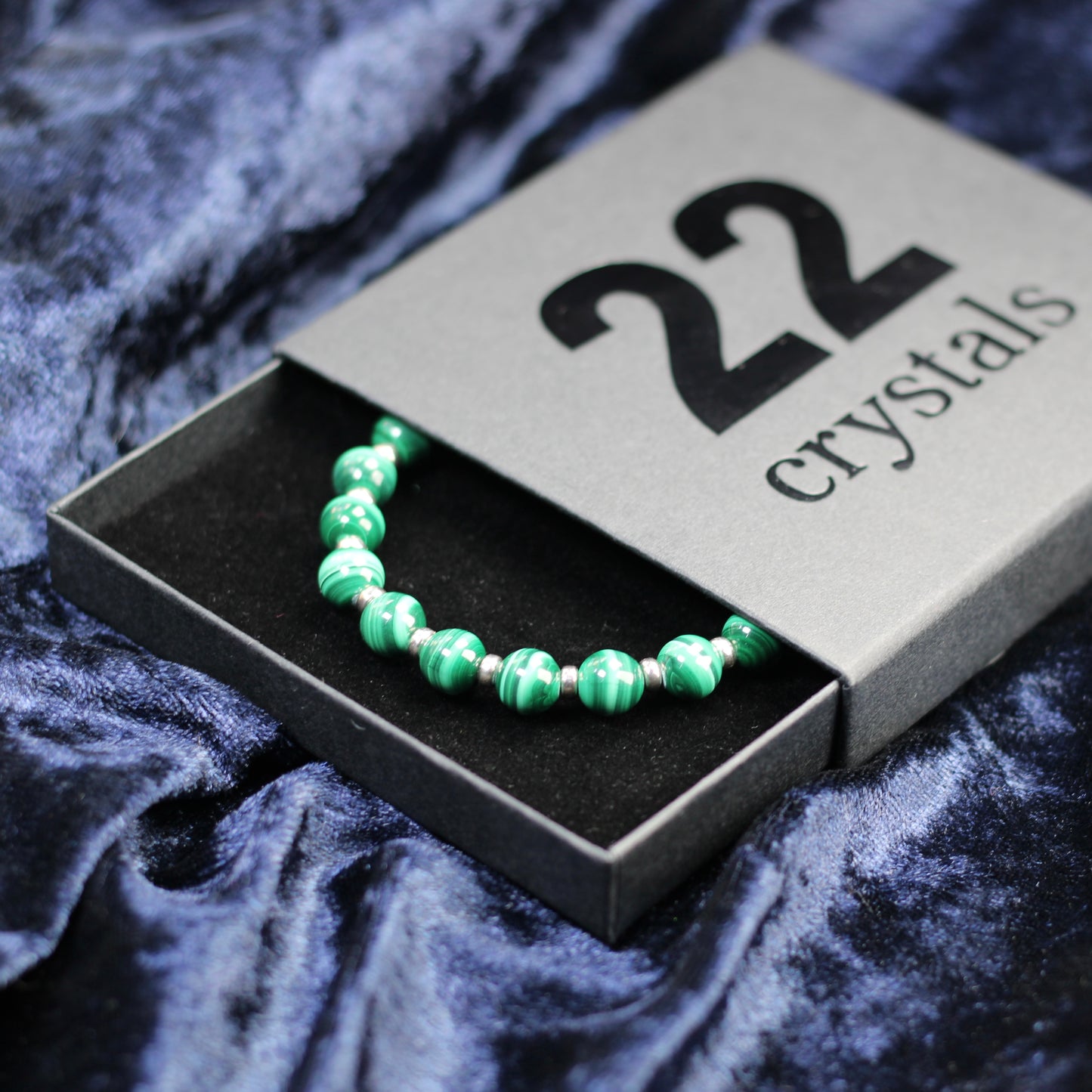 Malachite Power Bracelet With Sterling Silver & Malachite Tumble