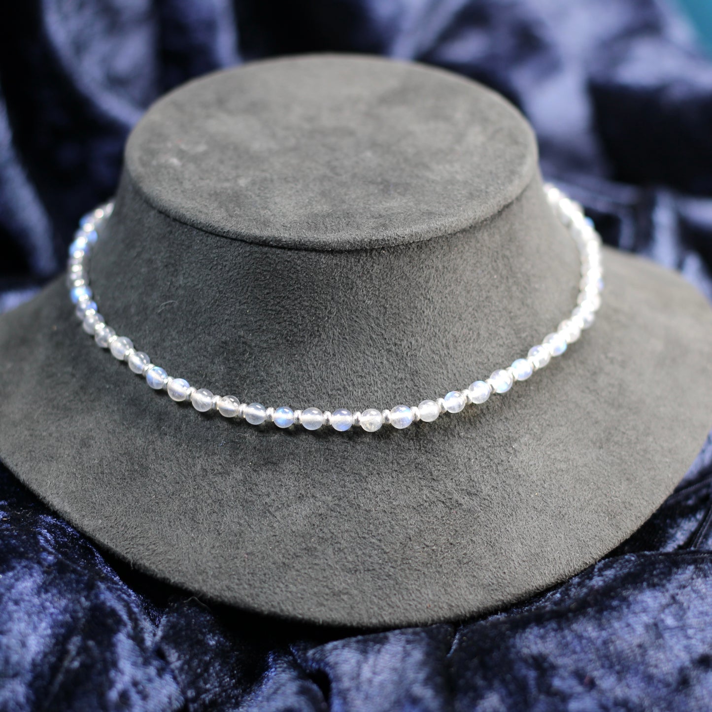 Labradorite Choker Necklace With Sterling Silver & Tumble Stone