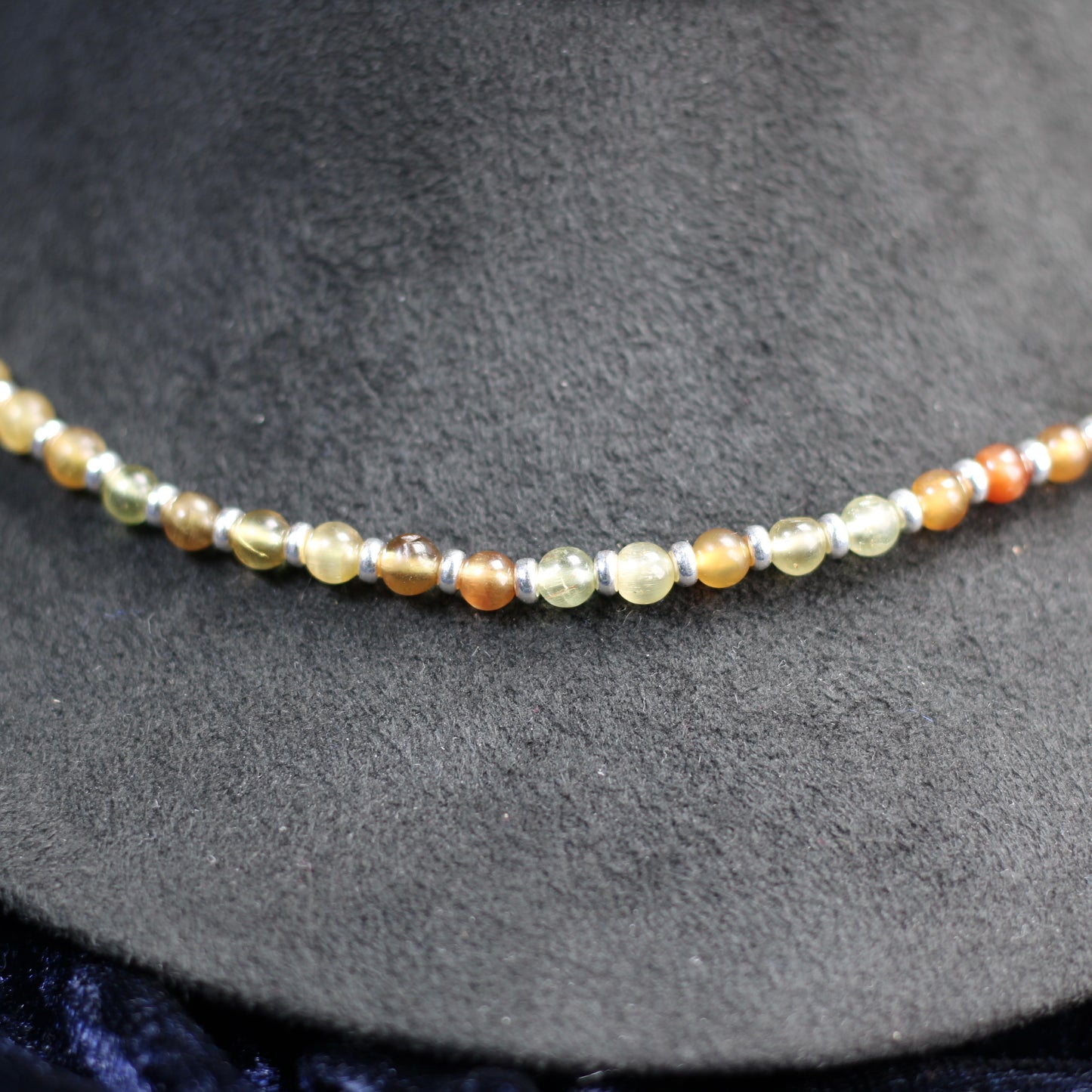 Chrysoberyl Choker Necklace With Sterling Silver & Gem Rough