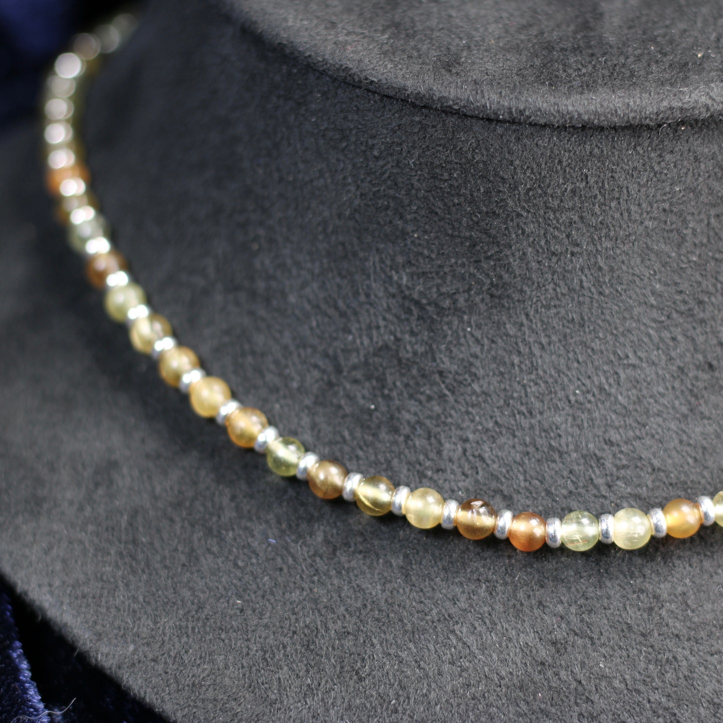 Chrysoberyl Choker Necklace With Sterling Silver & Gem Rough