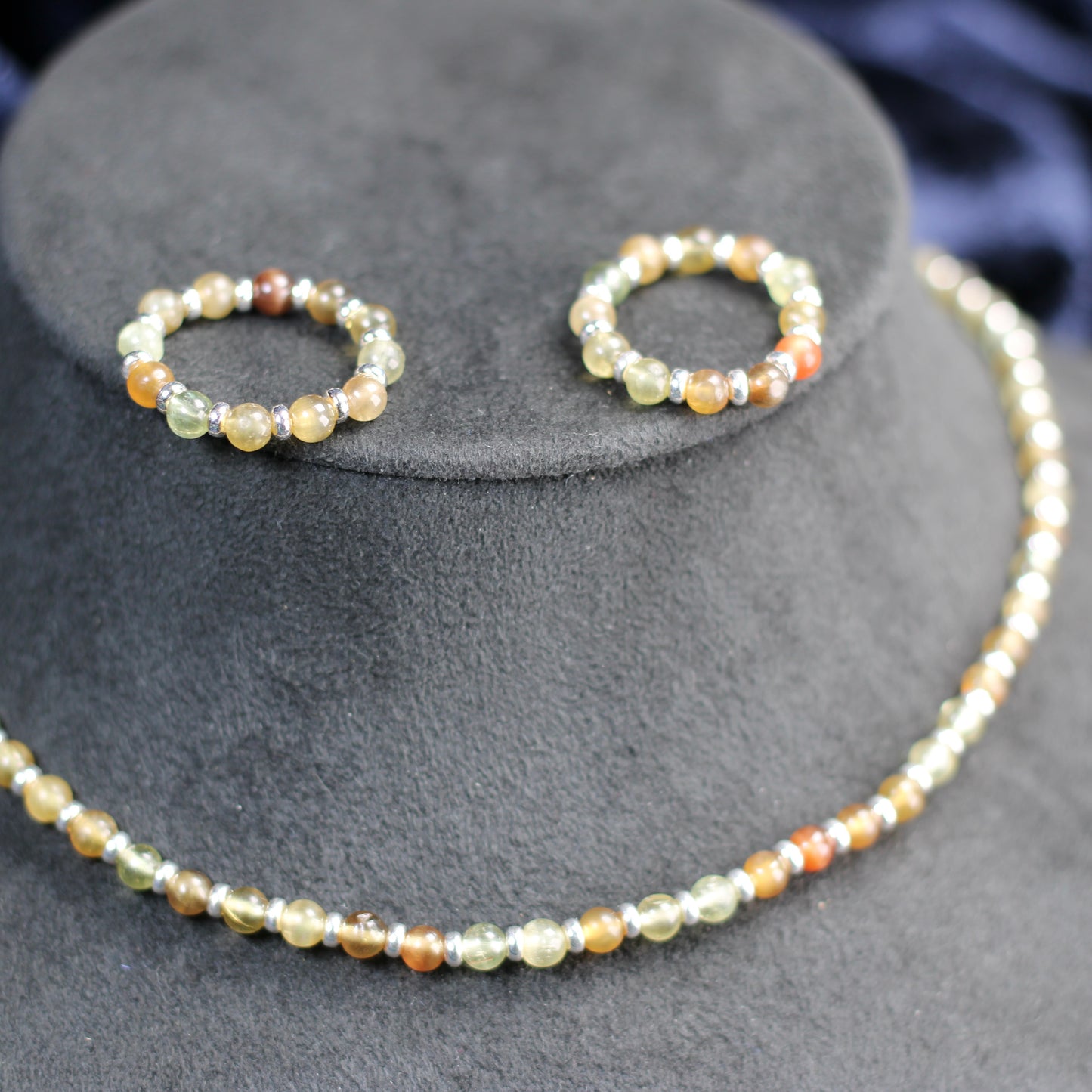 Chrysoberyl Choker Necklace With Sterling Silver & Gem Rough