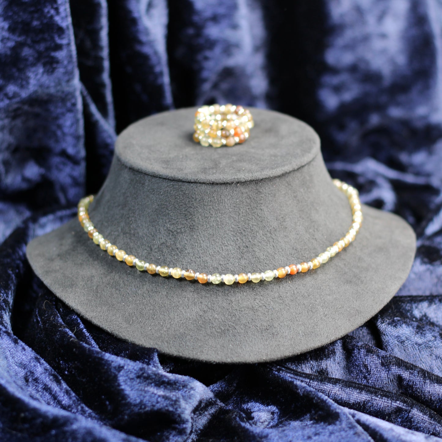 Chrysoberyl Choker Necklace With Sterling Silver & Gem Rough
