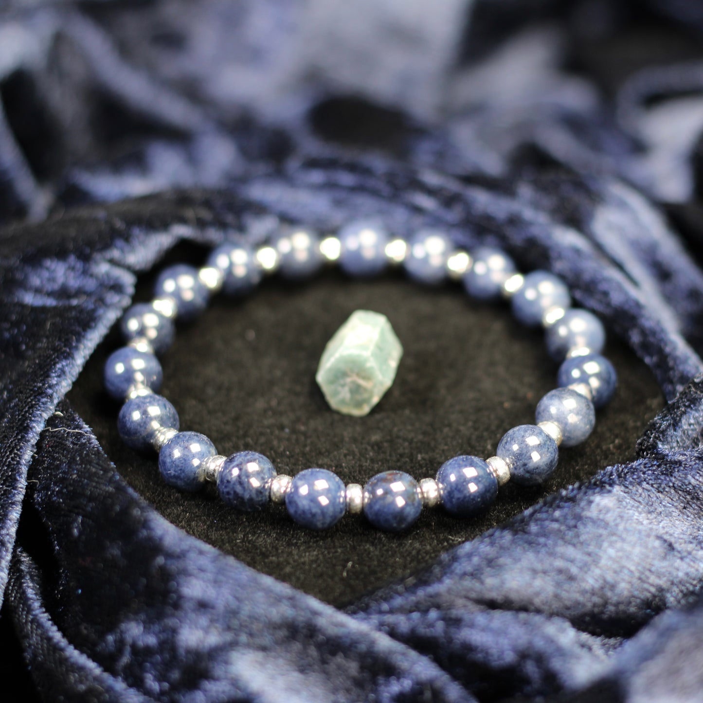 Sapphire Power Bracelet With Sterling Silver & Corundum Crystal.