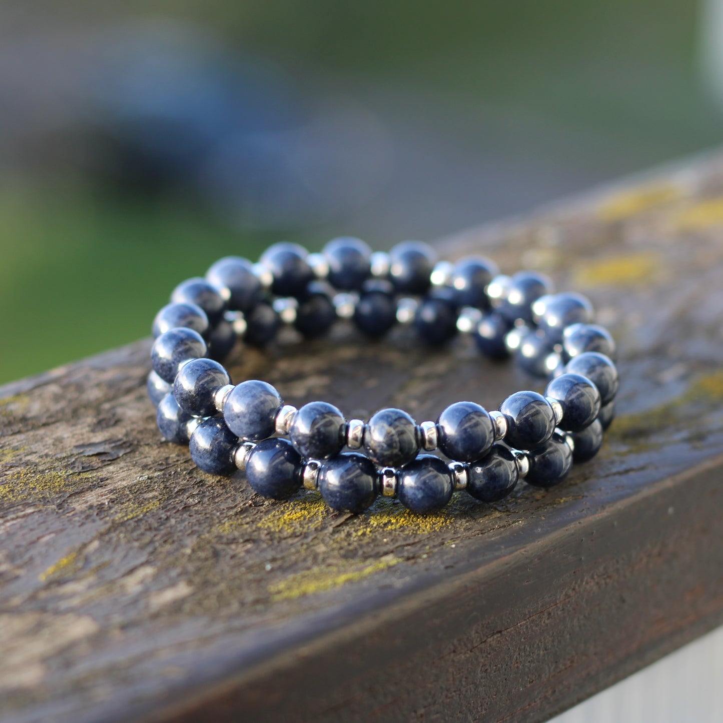 Sapphire Power Bracelet With Sterling Silver & Corundum Crystal.