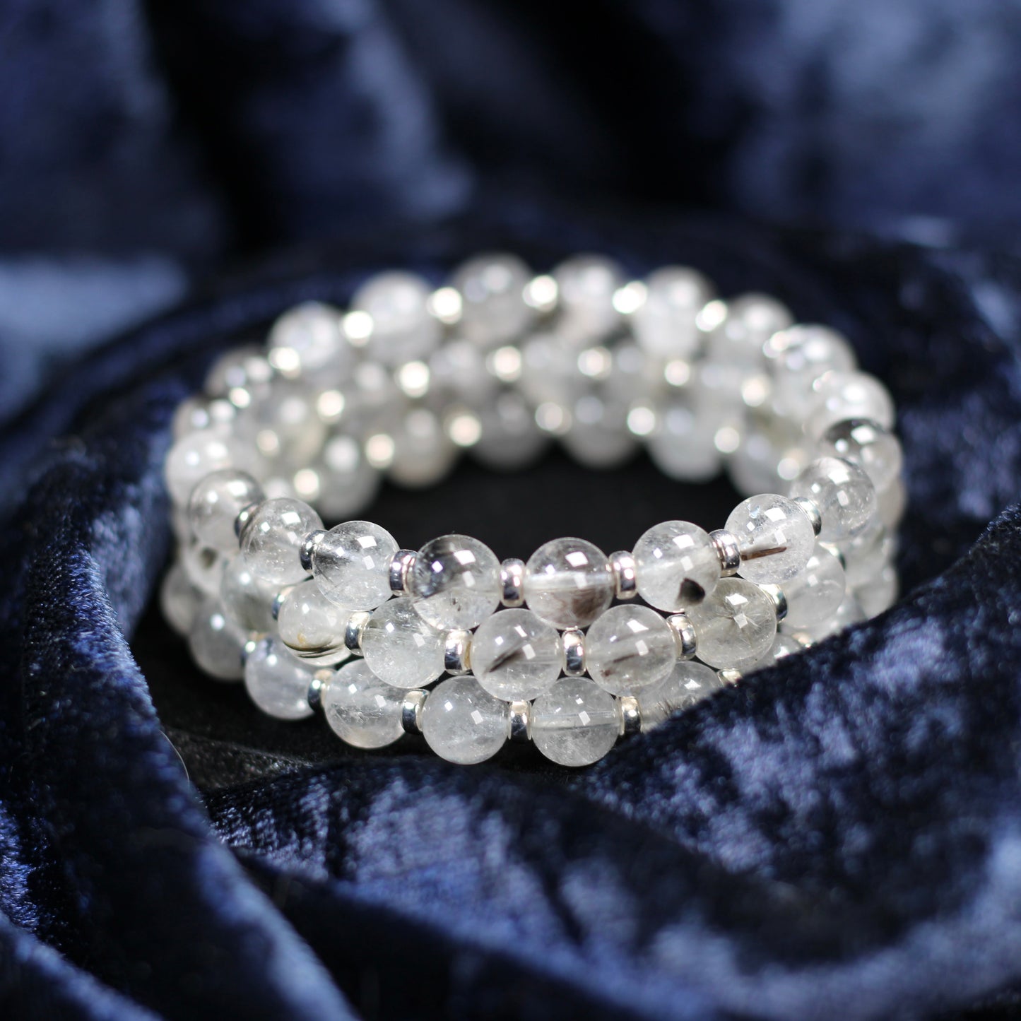 Brookite Fishbone In Quartz Silver Rutile Power Bracelet With Sterling Silver & Brookite Crystal