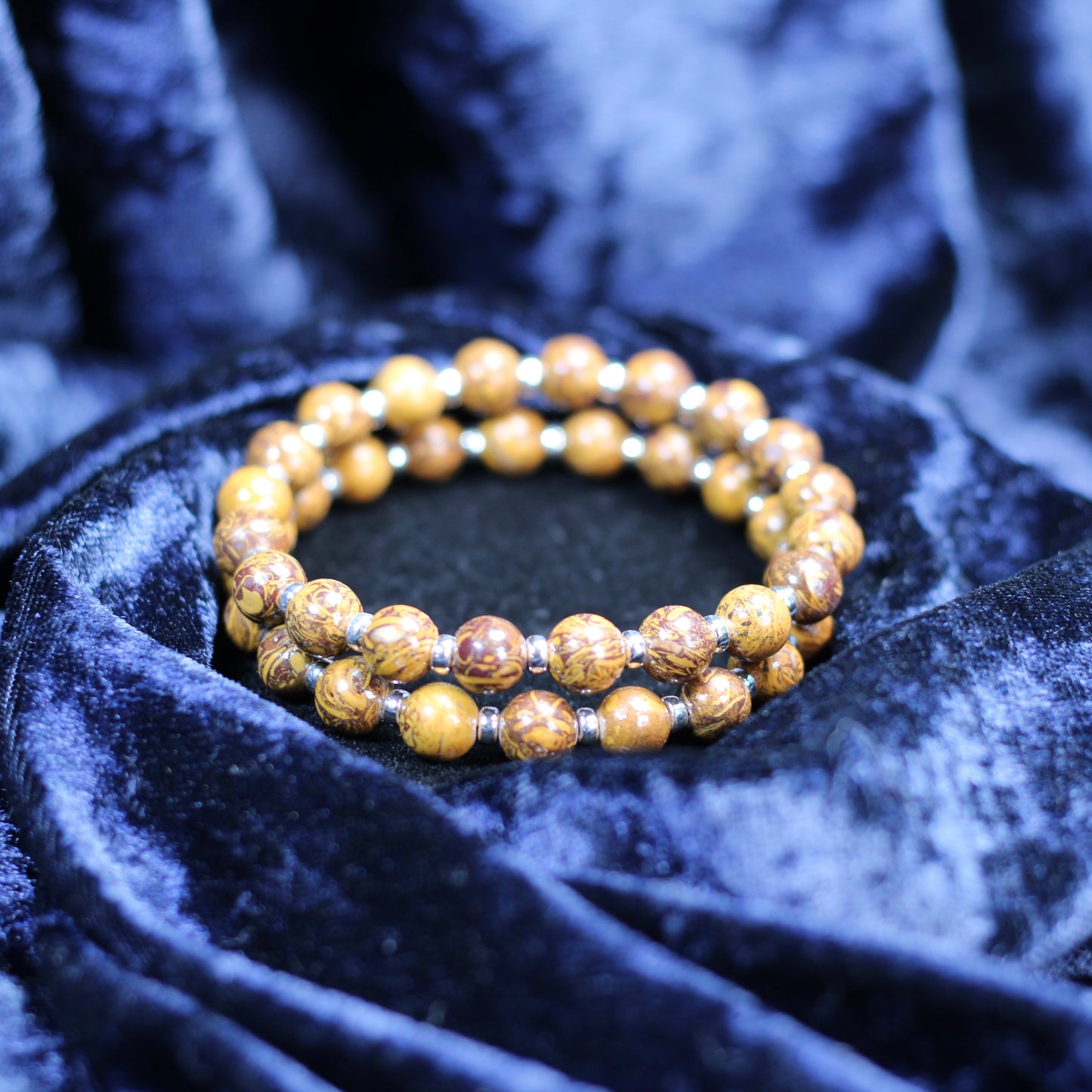 Calligraphy Stone Power Bracelet With Sterling Silver & Tumble Stone