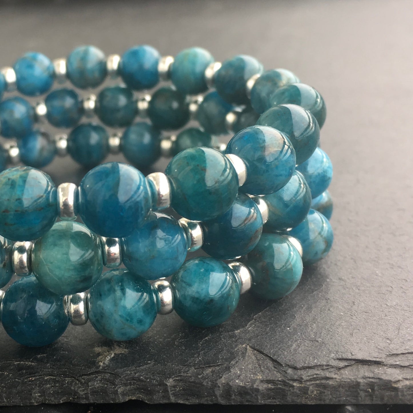 Apatite Power Bracelet With Sterling Silver & Golden Apatite Crystal