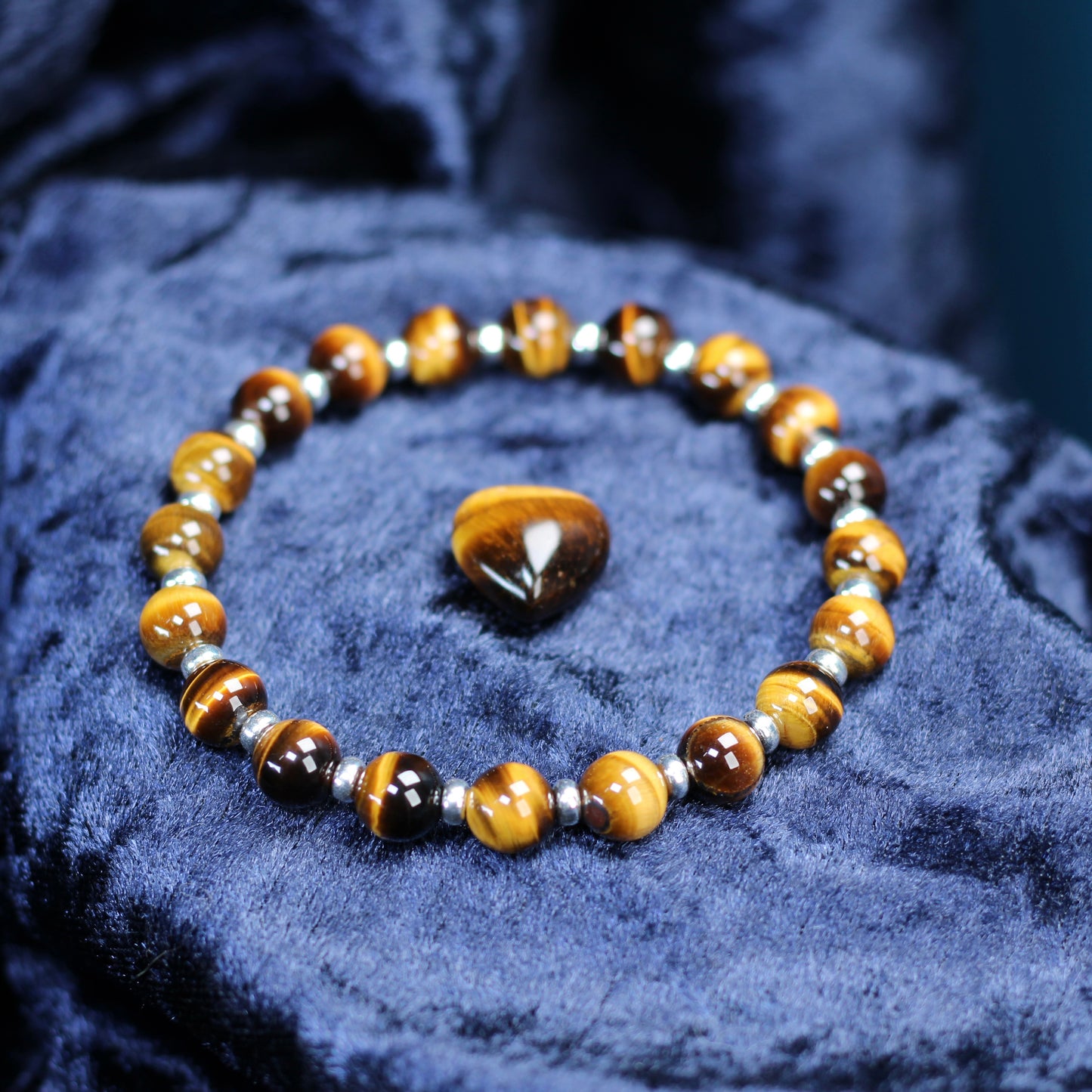 Tiger's Eye Power Bracelet With Sterling Silver & Heart.