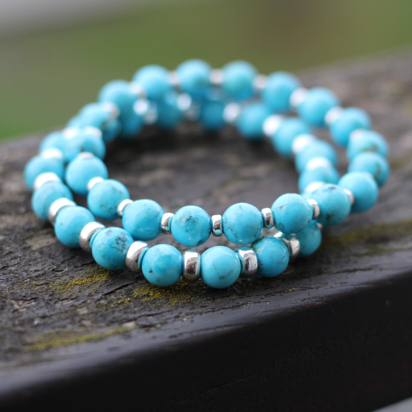 Kingman Turquoise Power Bracelet With Sterling Silver & Small Sphere