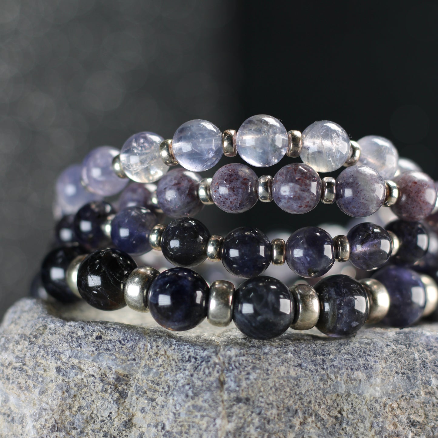 Iolite Power Bracelet With Sterling Silver & Tumble Stone