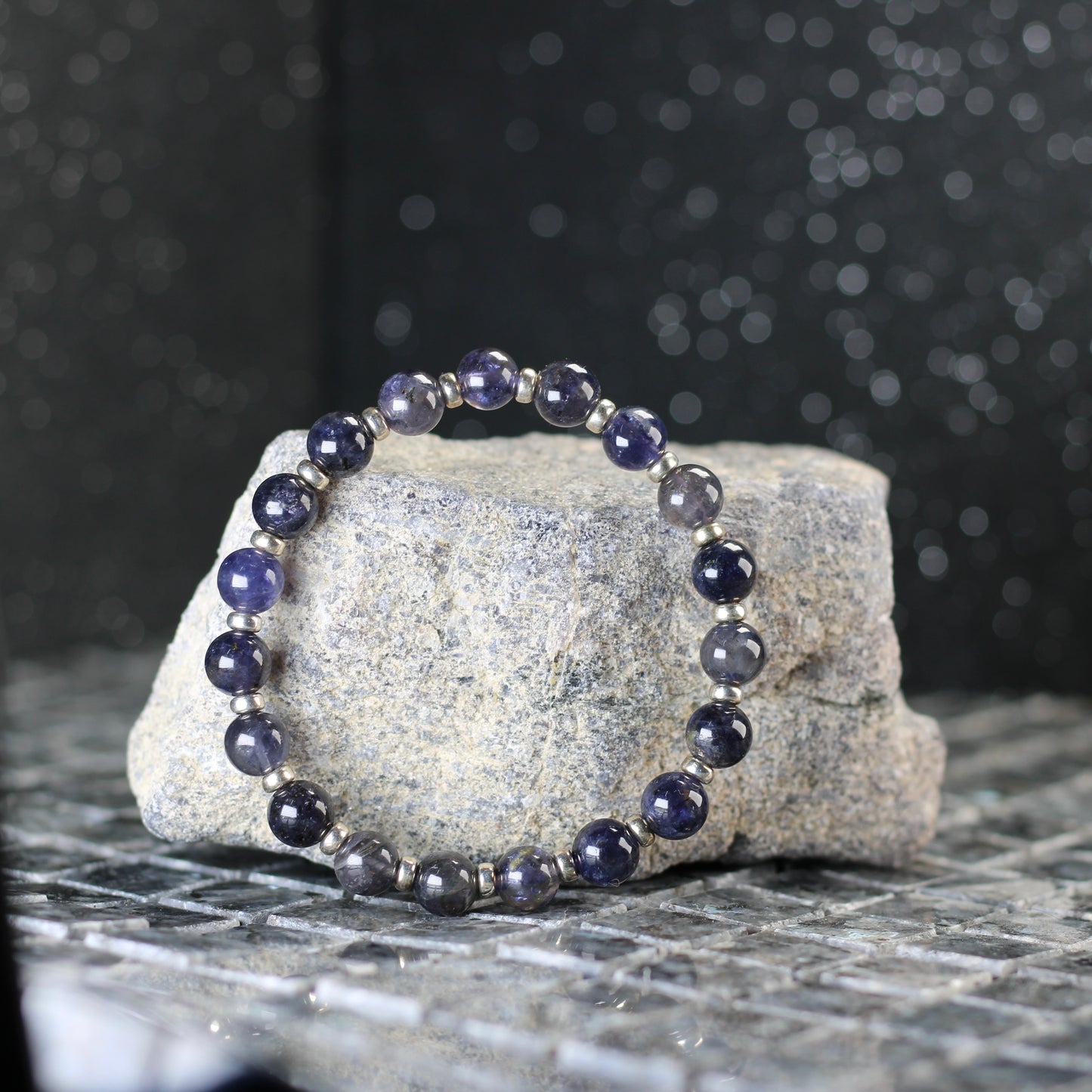 Iolite Power Bracelet With Sterling Silver & Tumble Stone