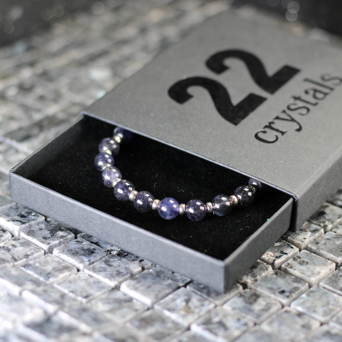 Iolite Power Bracelet With Sterling Silver & Tumble Stone