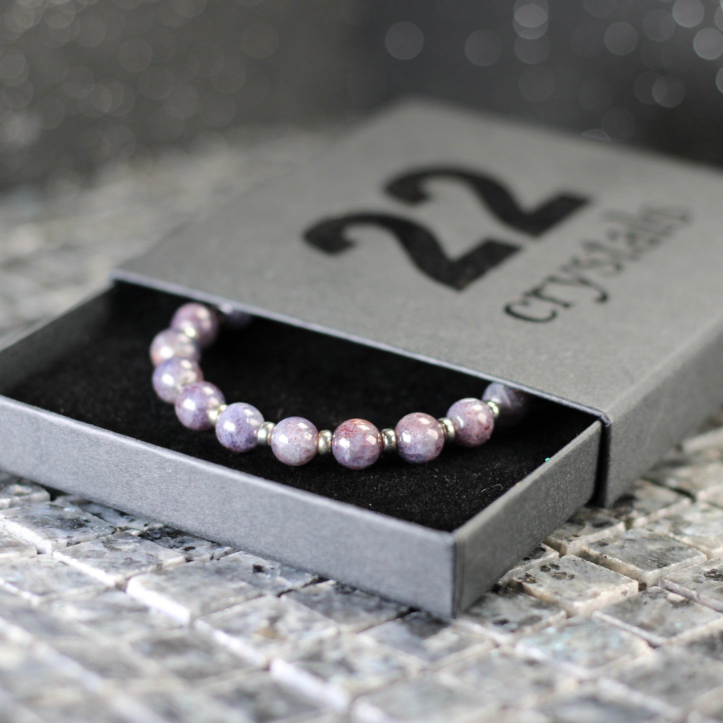 Bloodshot Iolite Power Bracelet With Sterling Silver & Tumble Stone