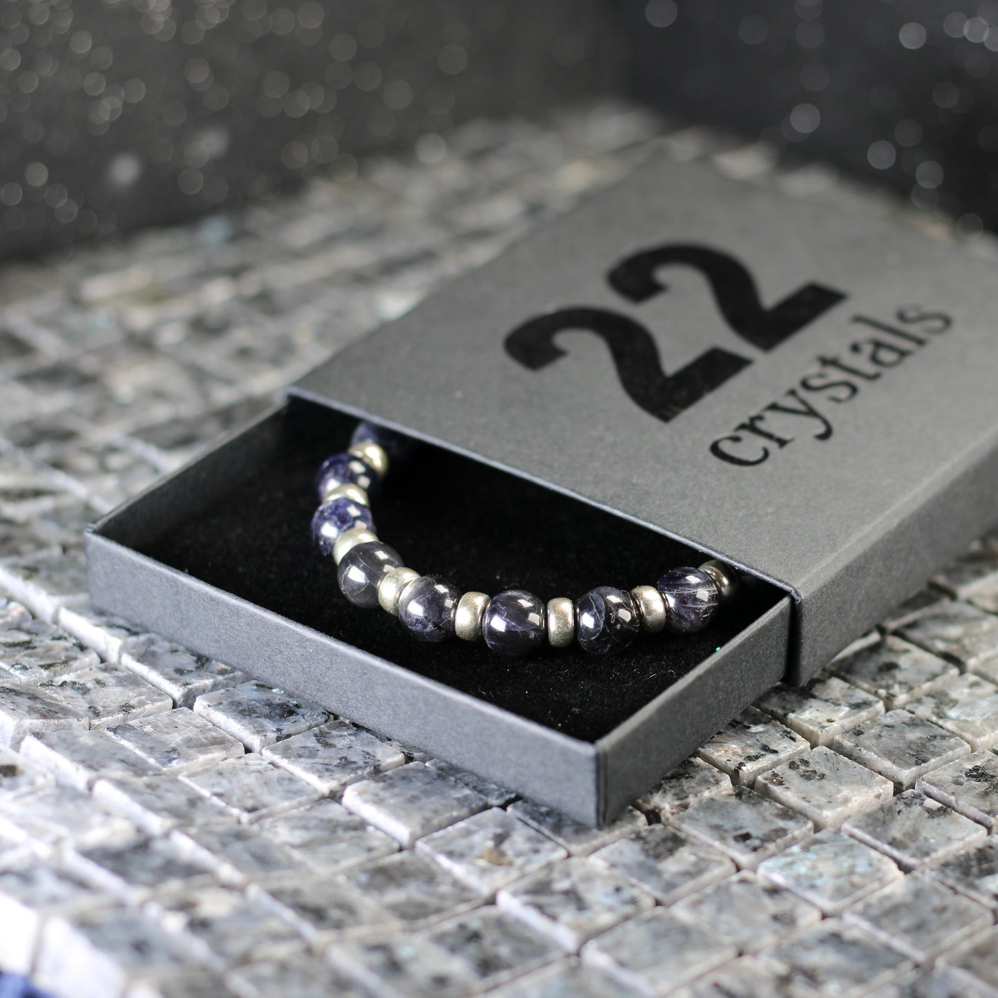 Iolite Chunky Power Bracelet With Sterling Silver & Tumble Stone