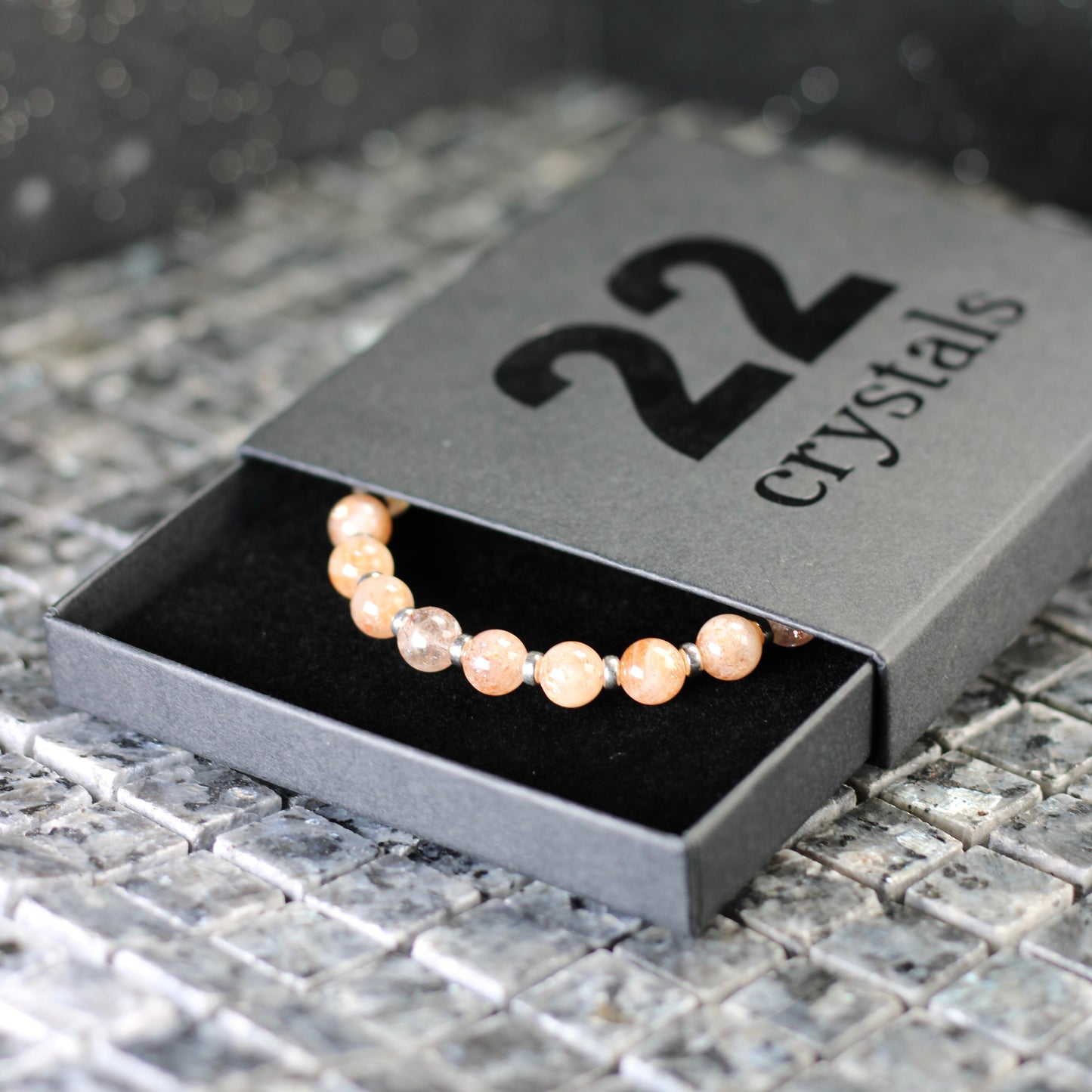 Sunstone Power Bracelet With Sterling Silver & Tumble Stone