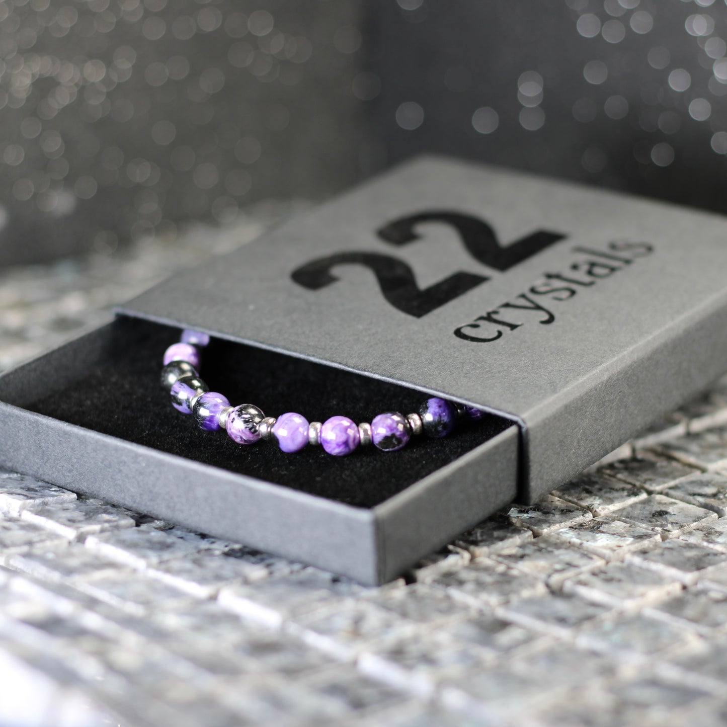 Charoite & Aegirine Power Bracelet With Sterling Silver & Tumble Stone