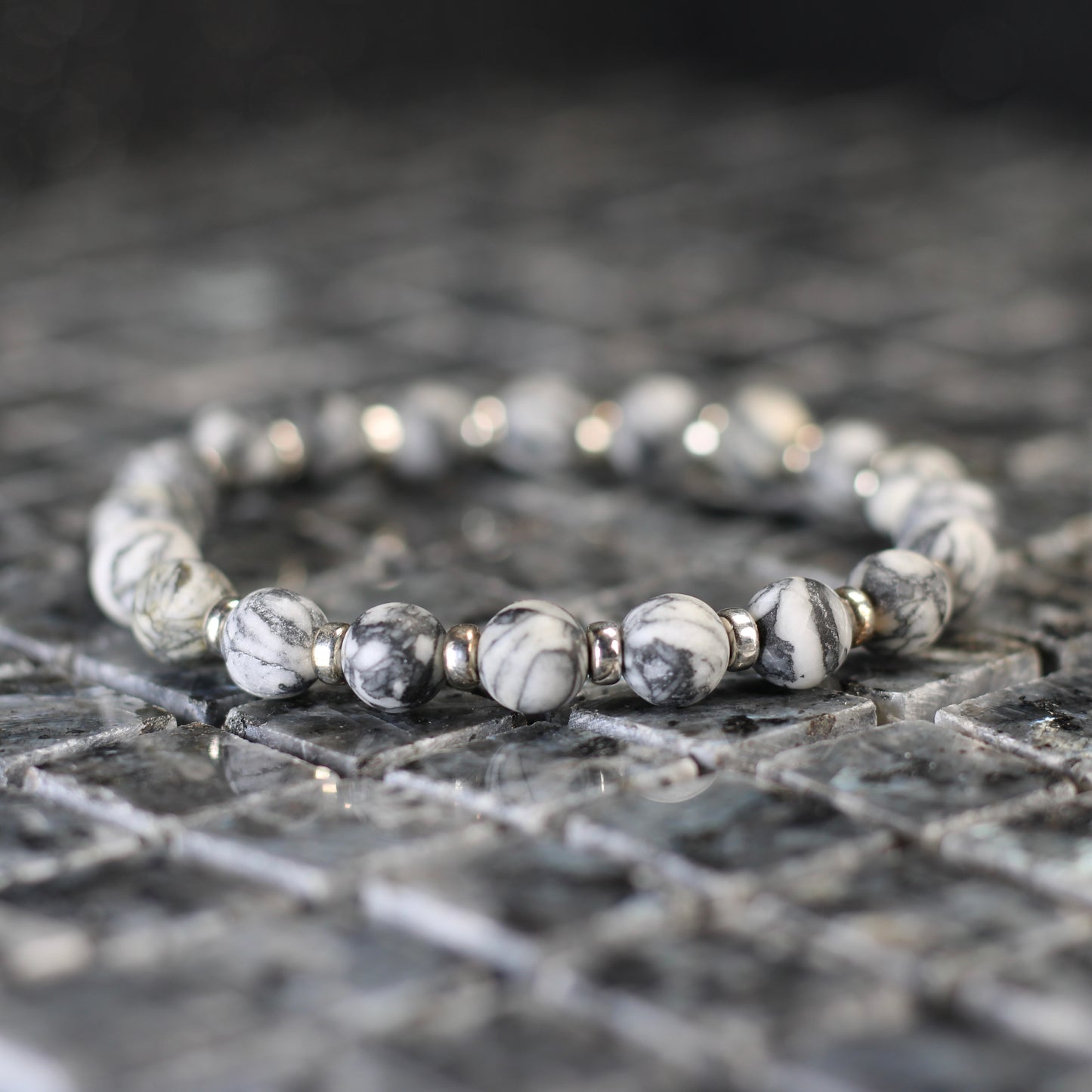 Pinolith Power Bracelet With Sterling Silver & Tumble Stone