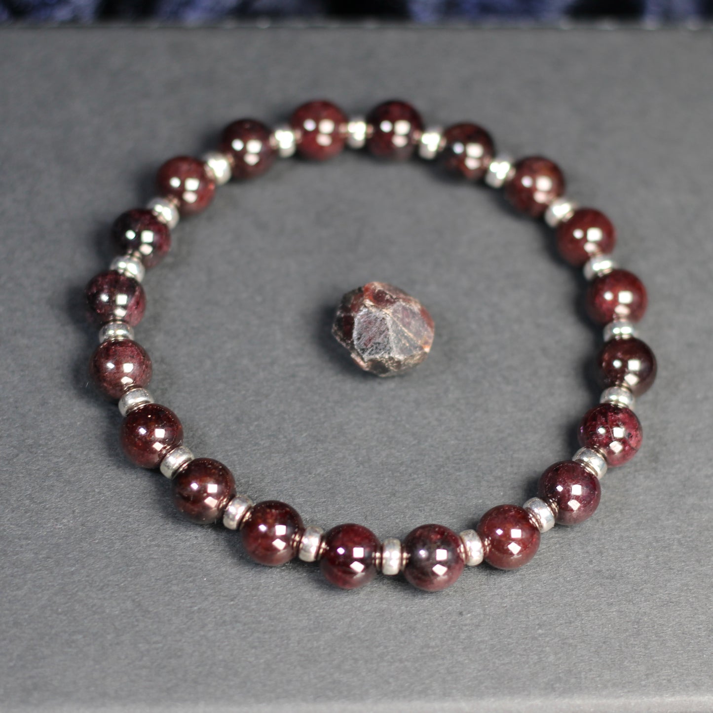 Almandine Garnet Power Bracelet With Sterling Silver & Garnet Crystal